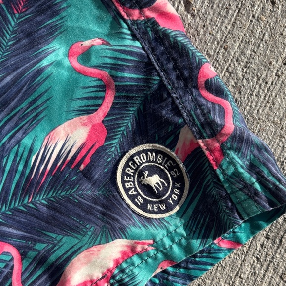 Abercrombie & Fitch Tropical Flamingo Swim Shorts - Blue and Pink - Size 11/12 - Picture 3 of 5